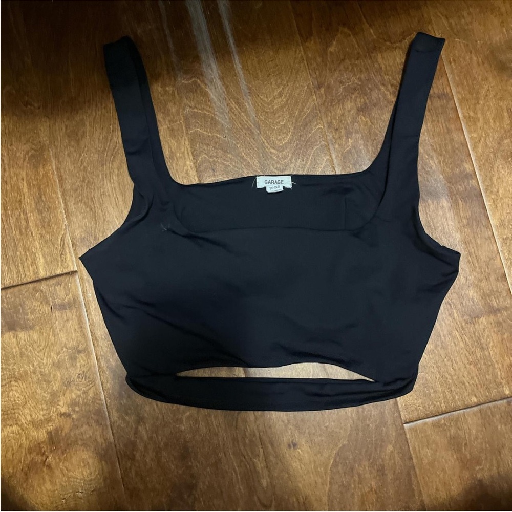 Garage Black Square-Neck Crop Tank